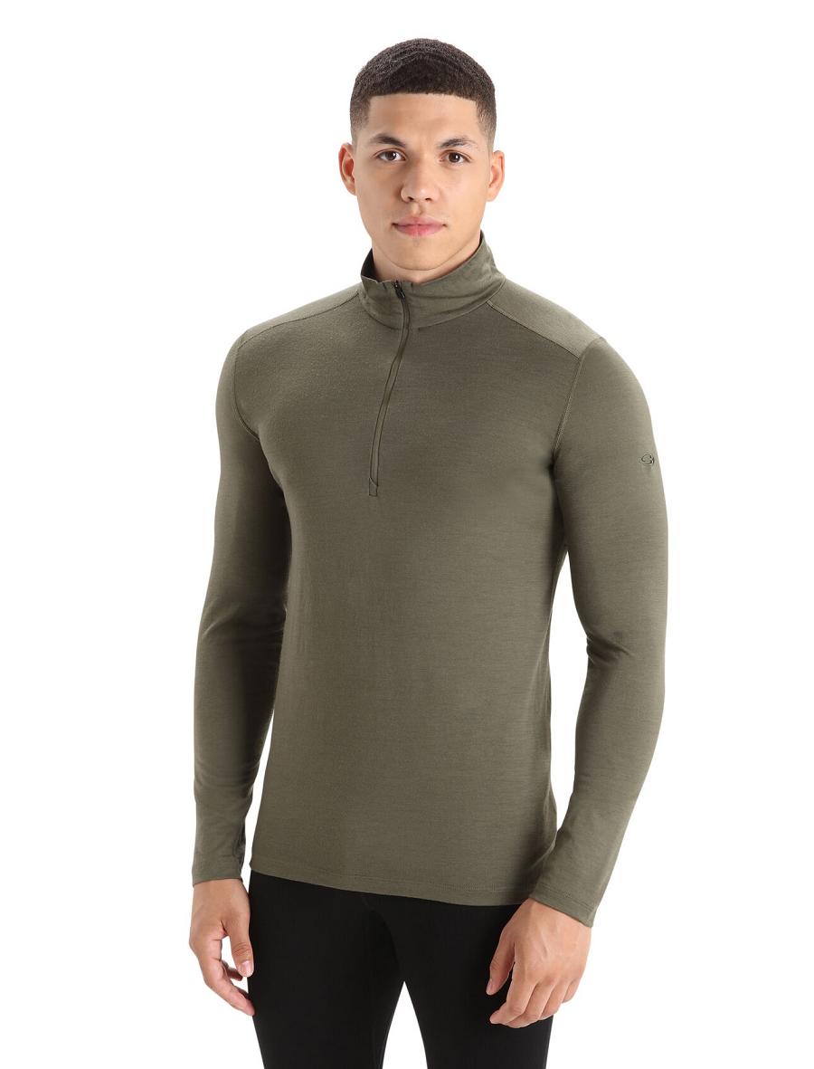 Icebreaker Merino 200 Oasis Long Sleeve Half Zip Thermal Top Miesten Base Layers Oliivinvihreä | FI 1358PJJQ